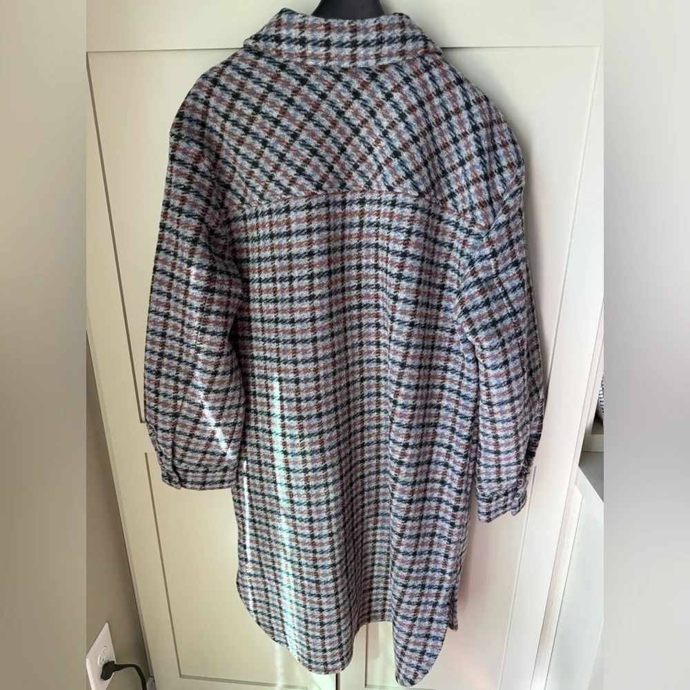 NWT GAP Plaid Unlined Wool Blend Shacket Jacket SZ L Brown Blue Gray Black - Picture 14 of 14